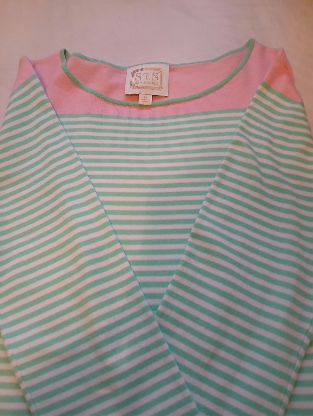Sail to Sable Mint, Pink and White Striped Knit Dress Size M - Picture 8 of 9